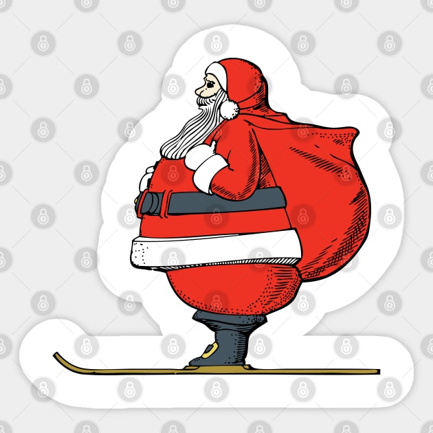 Skiing Santa Sticker by Vanilla Susu